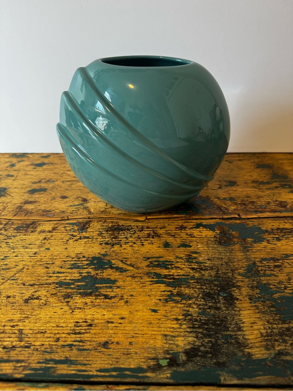 Teal Sculpted Ceramic Vase - Home Art